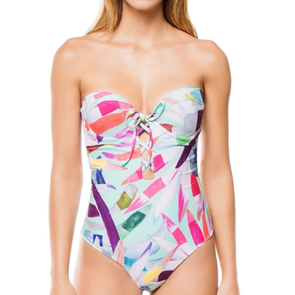 Mara Hoffman Lattice Underwire One Piece Swimsuit